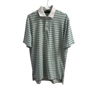Polo Ralph Lauren Golf Shirt White, Green, and Navy Blue Stripes Men’s Medium
